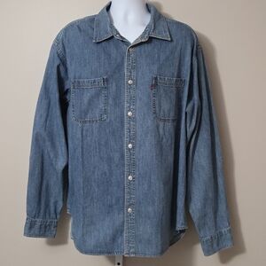 Vintage 90's Levi's Denim Blank Red Tab Shirt Men's Size XXL